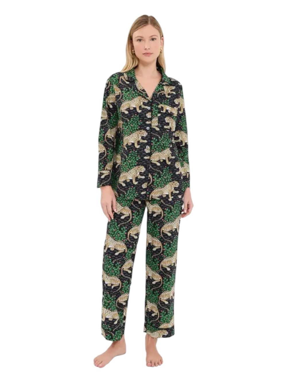 Printfresh Bagheera Jaguar Ink Organic Cotton Pajama Set Luxe Medium NWT $168